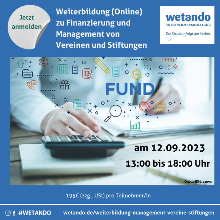 Seminar (Online) Finanzierung und Management von Vereinen am 12.09.2023