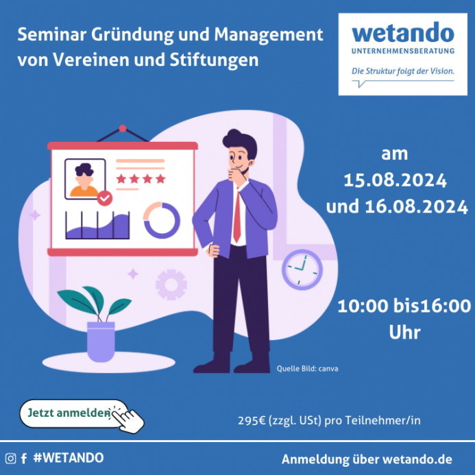 Seminar Gründung von Vereinen am 15. und 16.08.2024