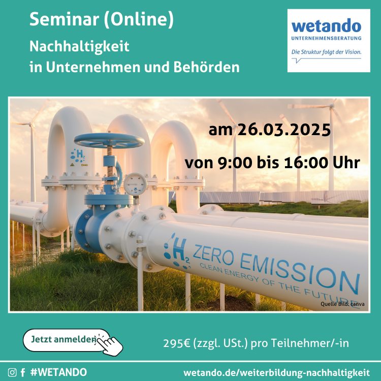 Seminar Nachhaltigkeit in Unternehmen am 26.03.2025