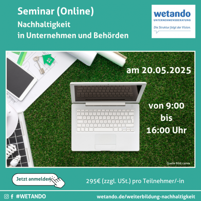 Seminar Nachhaltigkeit in Unternehmen am 20.05.2025