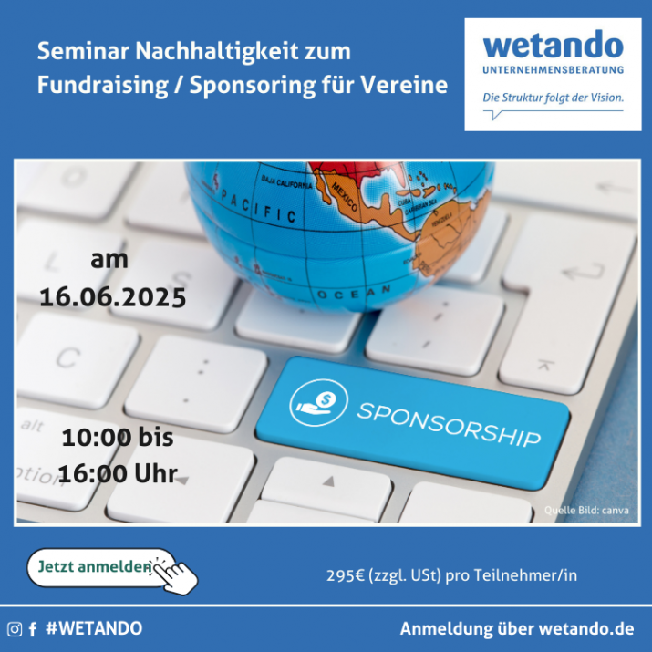 Seminar Nachhaltigkeit - Fundraising für Vereine am 16.06.2025