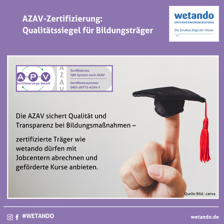 wetando bietet AZAV-geförderte Weiterbildung